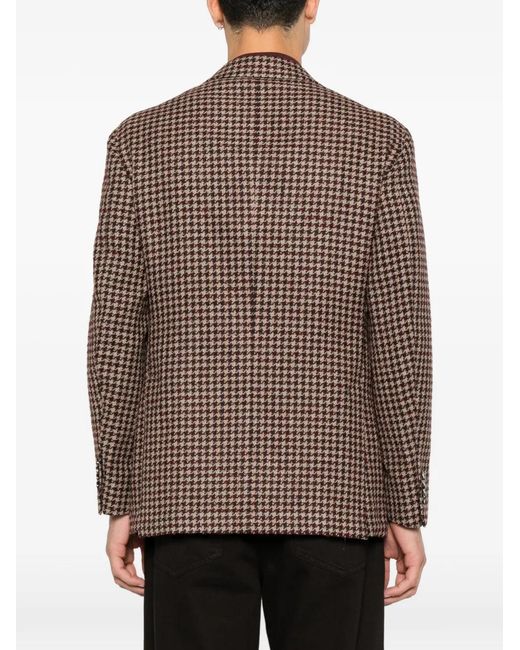 Gabriele Pasini Brown Houndstooth-Pattern Notched-Lapels Jacket for men