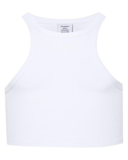 Vetements White Logo-embroidered Tank Top