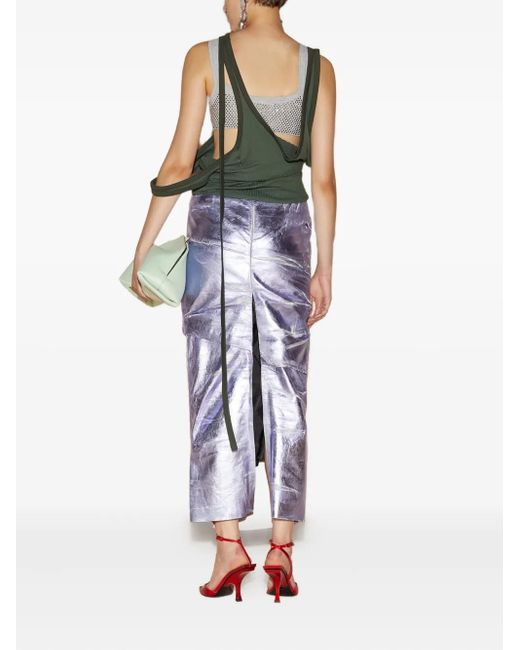The Attico Green Asymmetric Ribbed Top