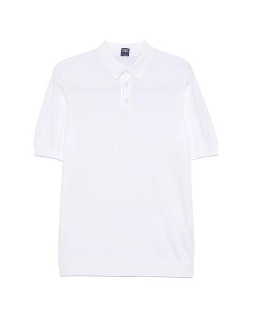 Fedeli White Button-Fastening Polo Shirt for men