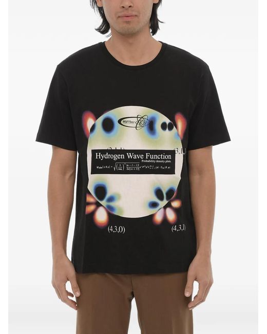 Msftsrep Black Graphic-Print Cotton T-Shirt for men