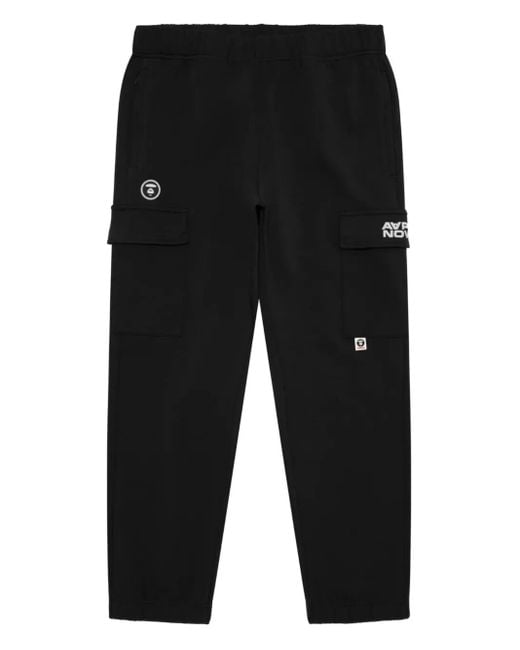 Aape By A Bathing Ape Black Aapenow Moonface Cargo Track Pants for men
