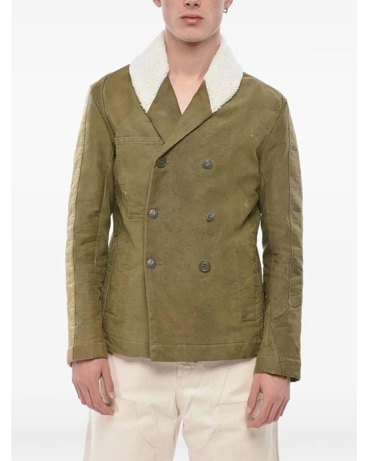 Greg Lauren Green Double-Breasted Military Jacket for men