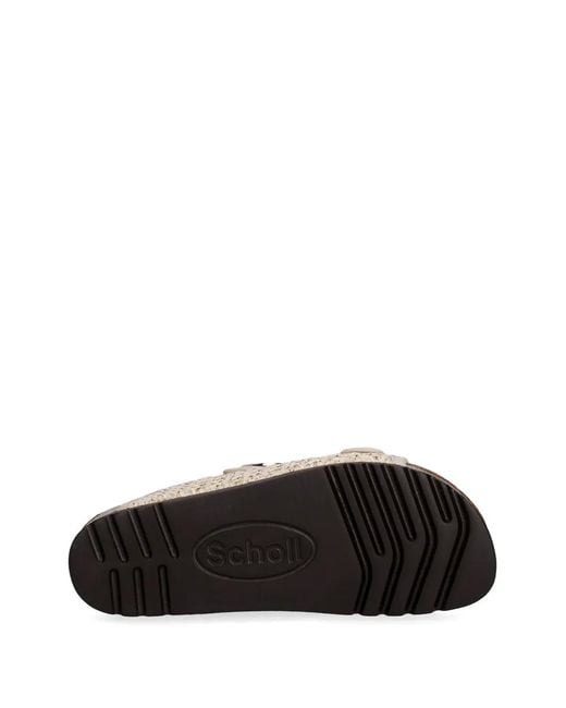 Scholl White Woven Buckle Strap Slides