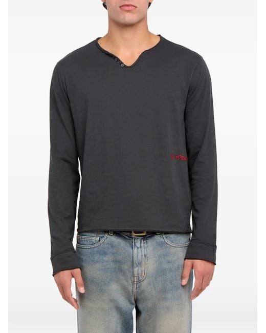 Zadig & Voltaire Gray Monsatir Henley Long-Sleeve T-Shirt for men