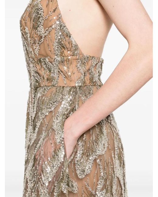 Elie Saab スパンコールトリム ドレス Natural
