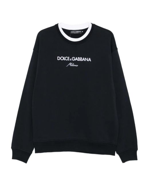 Dolce & Gabbana Black Embroidered-Logo Sweatshirt for men