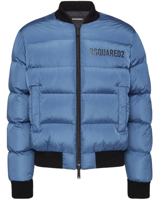DSquared² Blue Logo-Print Padded Jacket for men