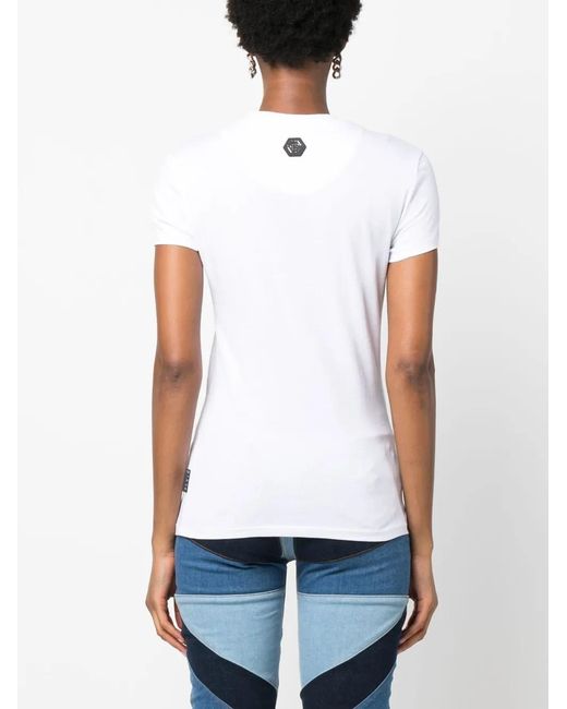 Philipp Plein White Graphic-Print Cotton T-Shirt