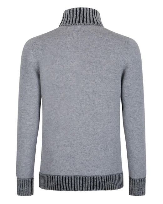 Gran Sasso Gray Ribbed-Rollneck Sweater for men