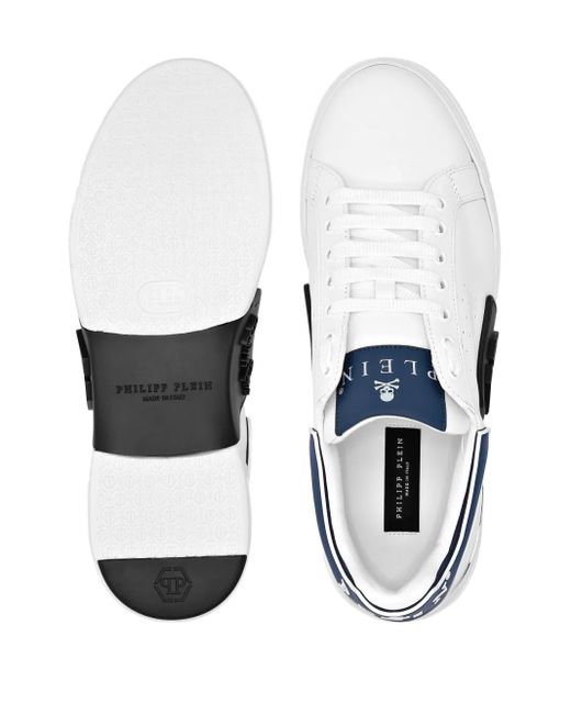 Philipp Plein White Nappa-Leather Low-Top Sneakers