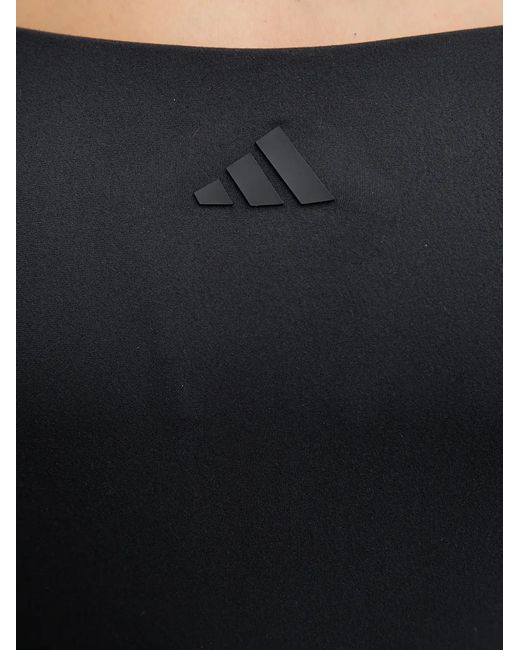 Adidas Black Iconisea Cross-Back Logo-Patch Swimsuit