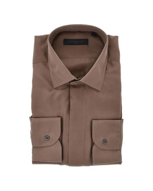 Corneliani Brown Silk Shirt for men