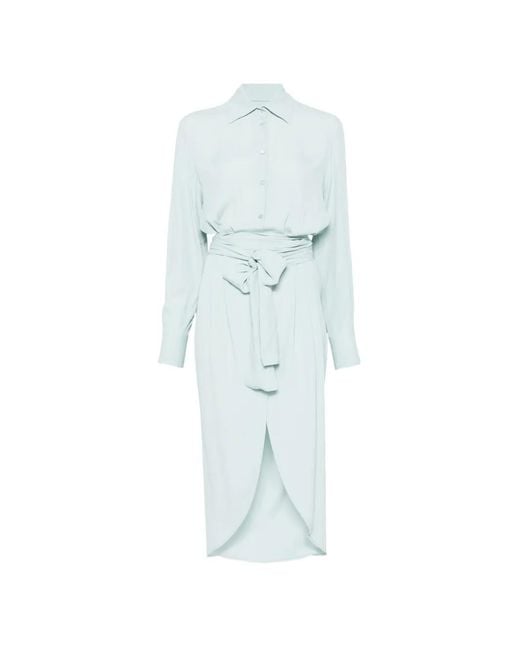 Semicouture Blue Robe Mi-Longue À Col V