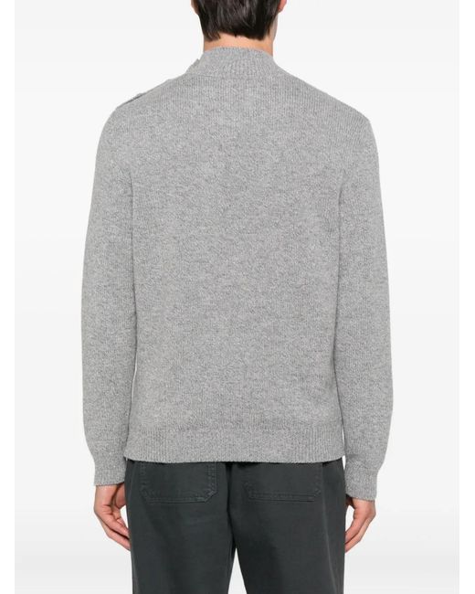 Eleventy Gray Button-Detailed Wool Sweater for men