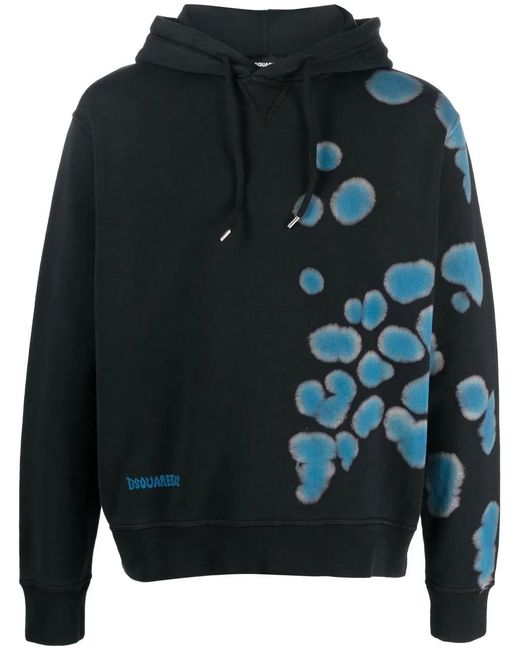 DSquared² Gray Dye-Print Cotton Hoodie for men