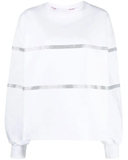Gcds White Langarmshirt Mit Querstreifen