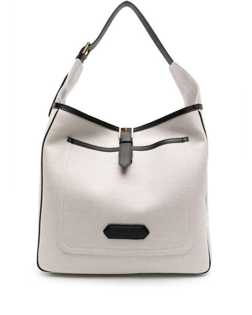 Tom Ford White Logo-patch Canvas Tote Bag for men