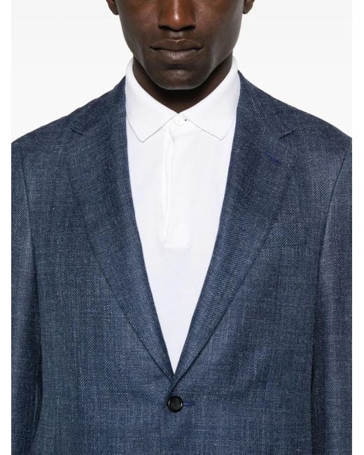 Canali Blue Mélange-Effect Blazer for men