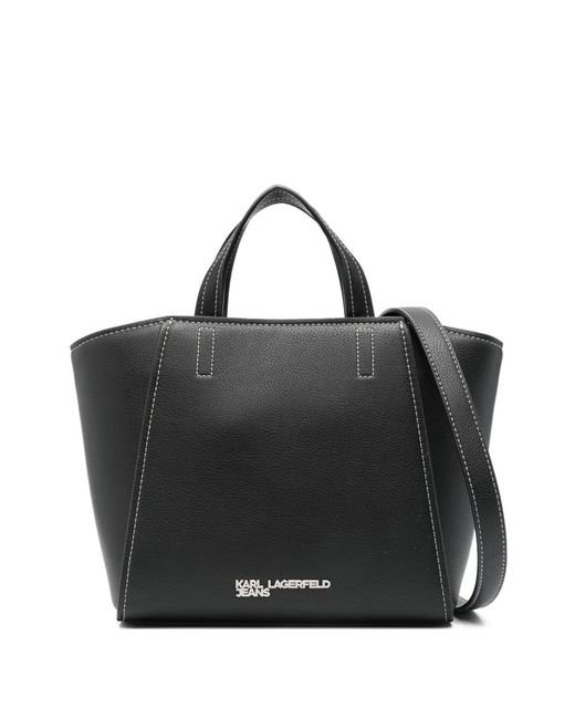 Karl Lagerfeld Black Tote with White Logo Stitching 26179314_59478325_600.jpg main image 3