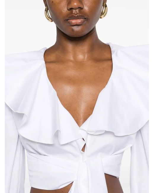 Balmain ラッフル ブラウス White