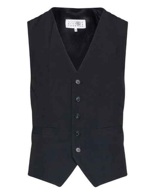 MM6 by Maison Margiela Black Single-Breasted Waistcoat for men