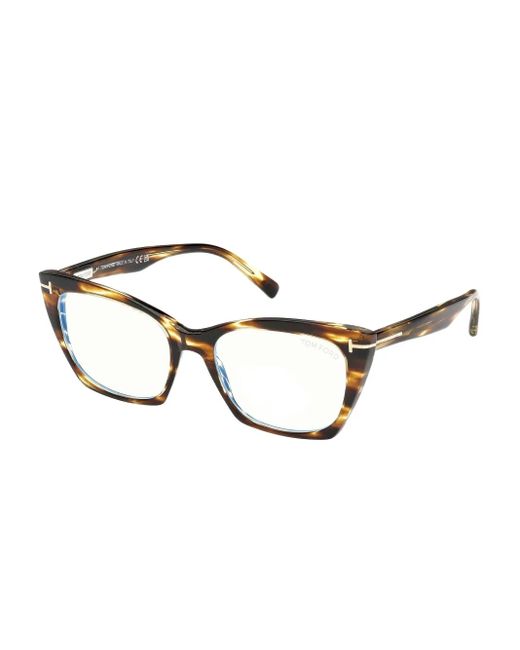 Tom Ford Brown Cat-Eye Tortoiseshell Glasses