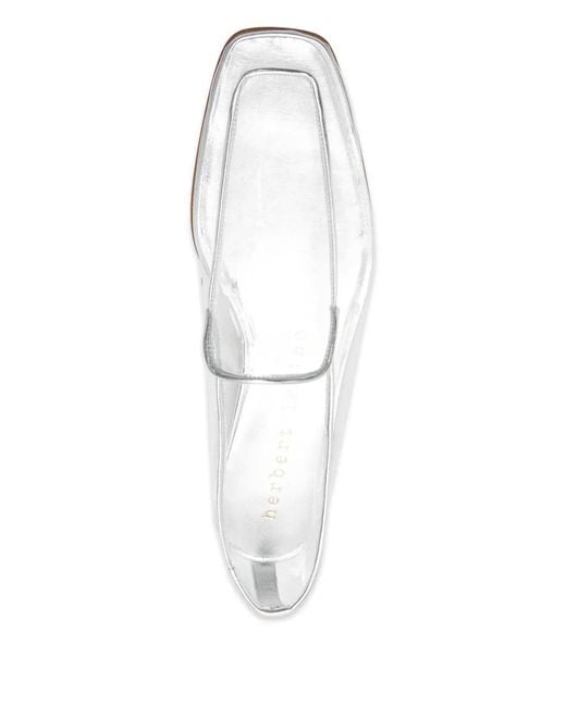 Herbert Levine White Square-Toe Loafers