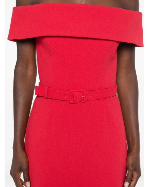Rebecca Vallance Red Precious Off-Shoulder Midi Dress