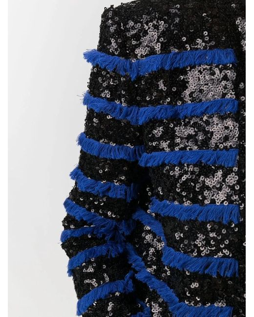 Balmain Blue Fringed Sequinned Jacket