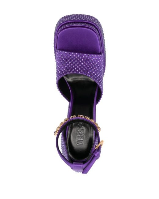 Versace Purple Satin Medusa Aevitas Sandals