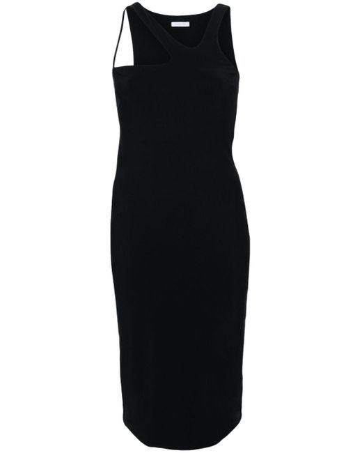 Patrizia Pepe Black Asymmetric-neck Midi Dress
