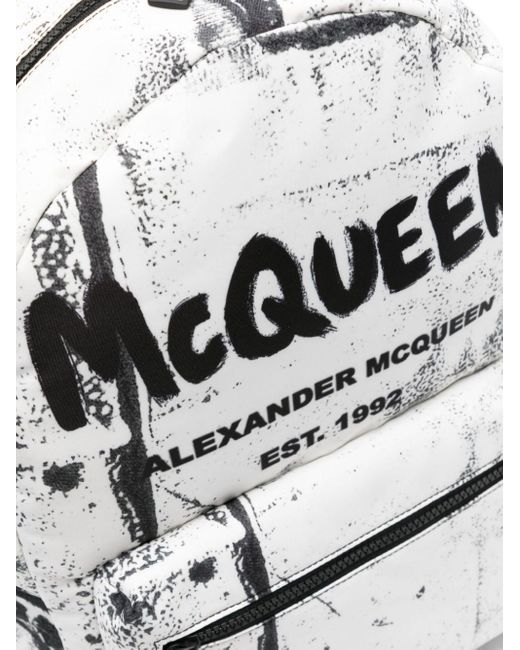 Mochila Graffiti Metropolitan Alexander McQueen de hombre de color White