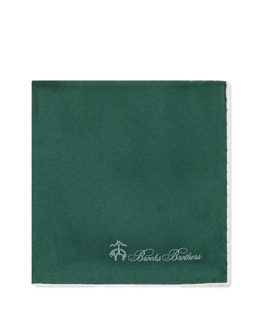 Brooks Brothers Green Silk Plain Pocket Square for men