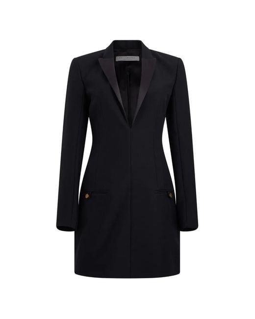 Philosophy Di Lorenzo Serafini Black Satin-Lapel Tailored Blazer Mini Dress
