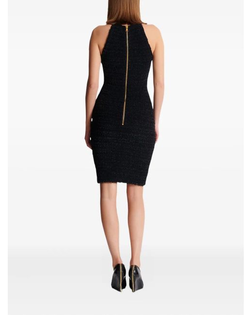 Balmain Tweed Mini-Jurk Met Zak Met Knopen in het Blue