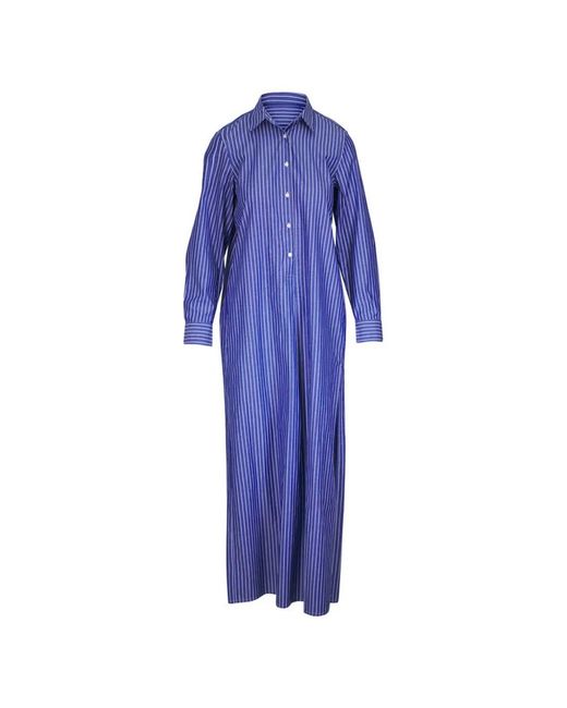 Nili Lotan Blue Striped Shirt Maxi Dress