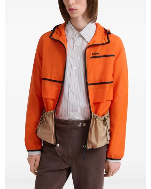 Marni Orange Nylon Jacket With Drawstring Pockets for men