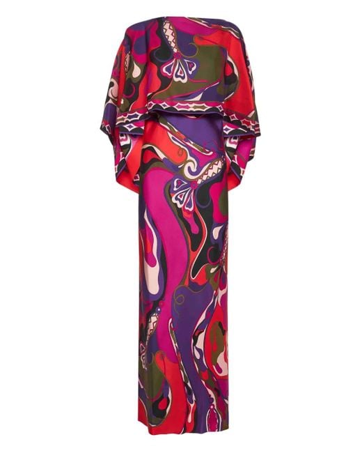 Vestido largo con estampado de orquídea Emilio Pucci de color Red