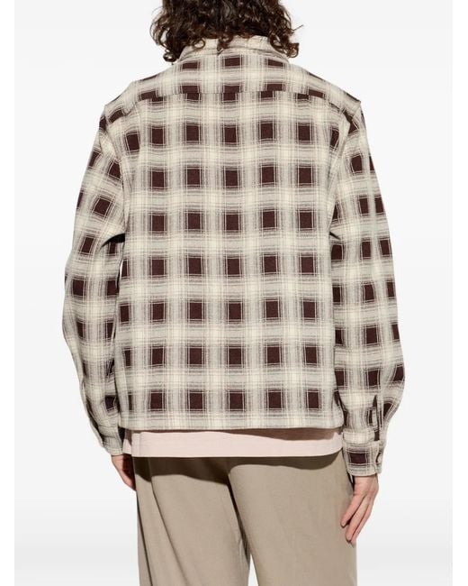 AllSaints Natural Krater Check-Pattern Zip-Up Shirt for men