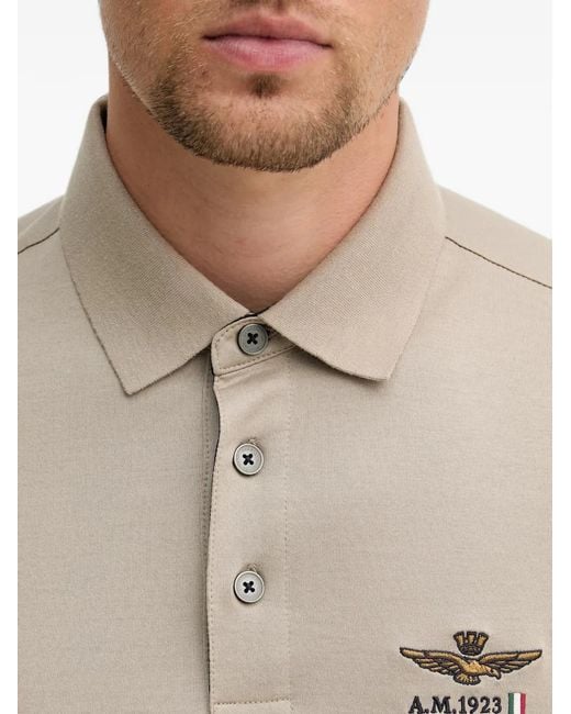 Aeronautica Militare Natural Logo-Embroidered Polo Shirt for men