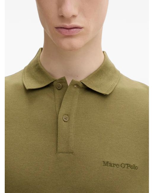 Marc O' Polo Green Logo-Embroidered Piqué Polo Shirt for men