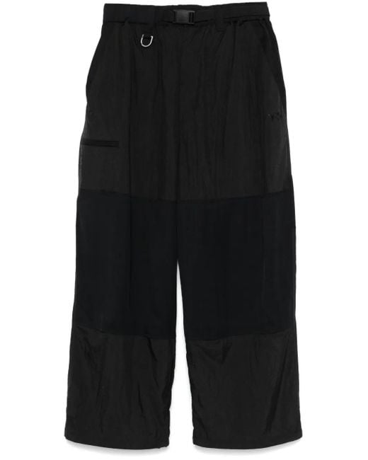 Y-3 Black Logo-Print Wide Track Pants for men