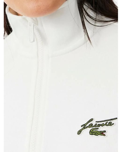 Lacoste White Logo-Patch Half-Zip Sweatshirt