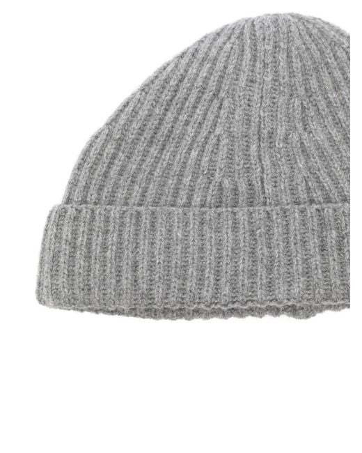 Amaranto Gray Ribbed Beanie Hat