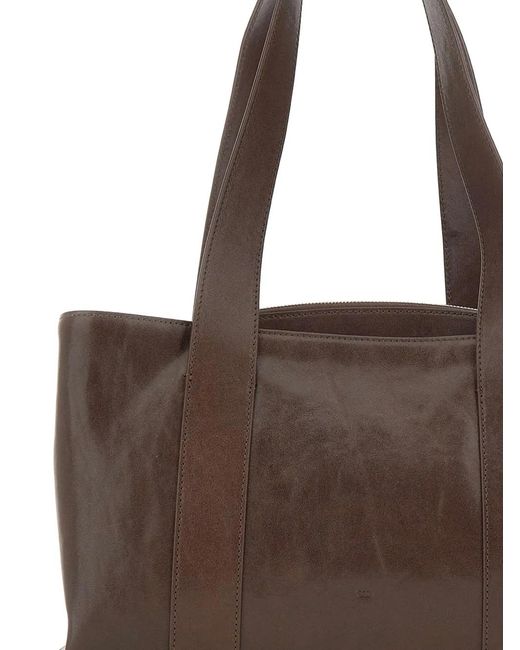 OSOI Brown Shell Duffel Leather Shoulder Bag