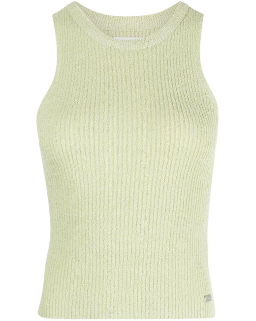 Izzue Yellow Logo-plaque Ribbed Tank Top