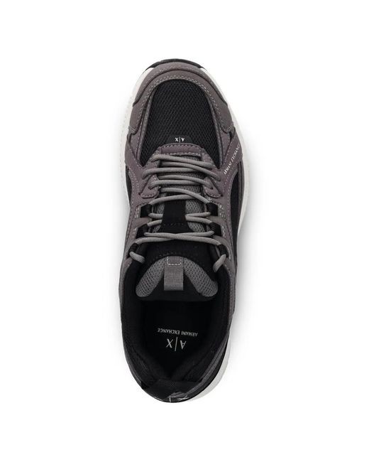 ARMANI EXCHANGE Gray Lace-Up Panelled Sneakers for men