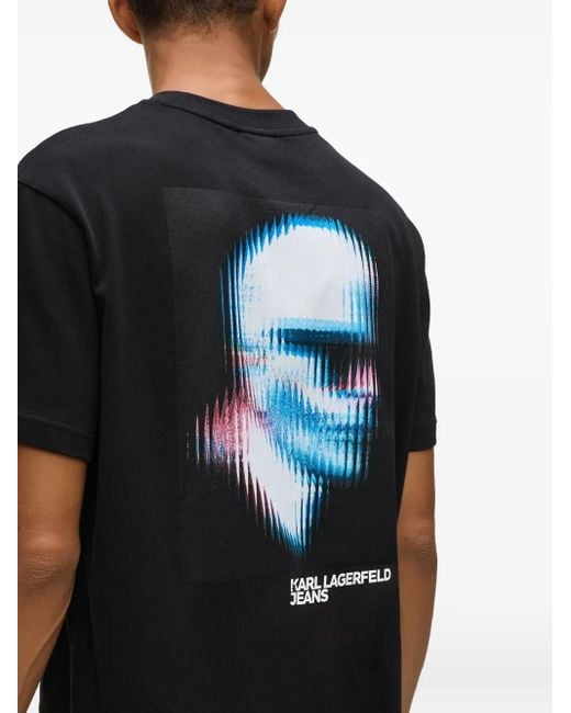 Karl Lagerfeld Black Logo-Print T-Shirt for men
