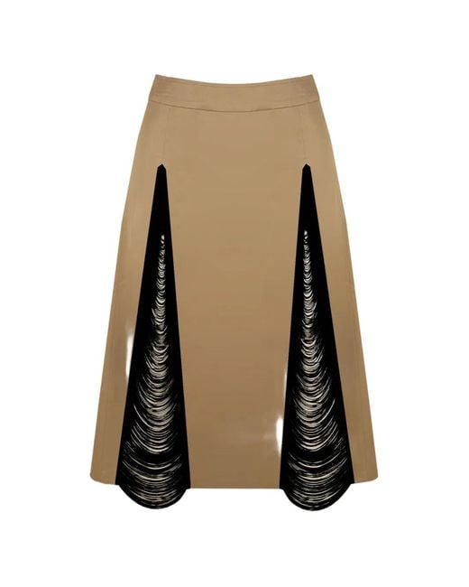 Contessa Mills Natural Madeleine Fringe-Detail Skirt